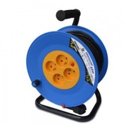 Enrouleur electrique 25m - 4 prises, Protection Enfant, Câble H05VV-F 3G1.5mmÂ²