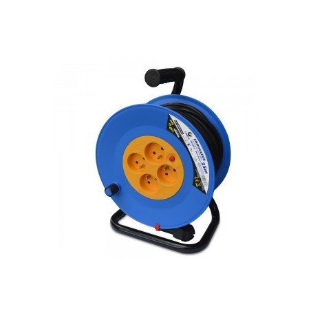 Enrouleur electrique 25m - 4 prises, Protection Enfant, Câble H05VV-F 3G1.5mmÂ²