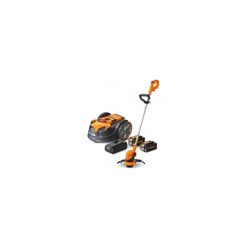 Robot tondeuse autonome 24V sans fil périmétrique - Le robot le plus simple du marché + Coupe bordures 24v et 2 batteries.