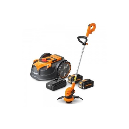 Robot tondeuse autonome 24V sans fil périmétrique - Le robot le plus simple du marché + Coupe bordures 24v et 2 batteries.
