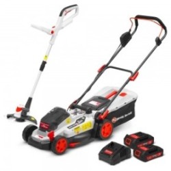Tondeuse et coupe bordures rechargeables 20V max + 2 batteries - Elem Garden.