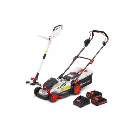 Tondeuse et coupe bordures rechargeables 20V max + 2 batteries - Elem Garden.