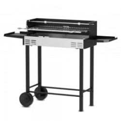 Barbecue charbon de bois avec roues et broche, surface de cuisson 68x33cm