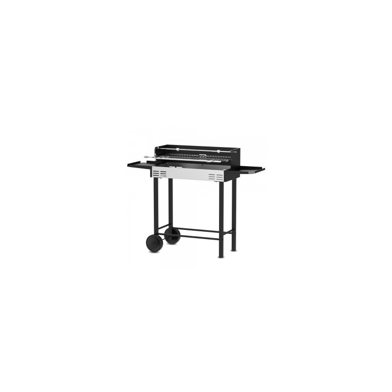 Barbecue charbon de bois avec roues et broche, surface de cuisson 68x33cm