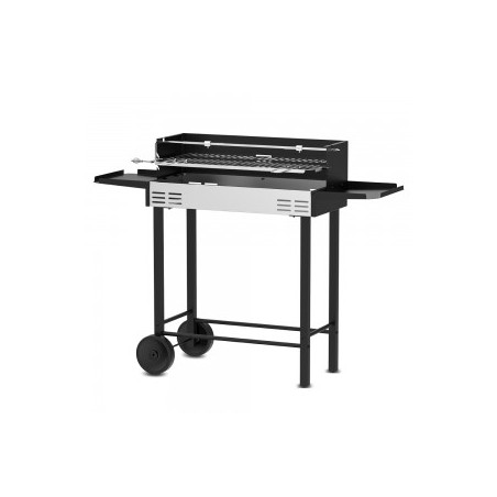 Barbecue charbon de bois avec roues et broche, surface de cuisson 68x33cm