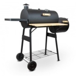 Barbecue charbon de bois, fumoir avec roues et thermométre, surface de cuisson 59x25.5cm