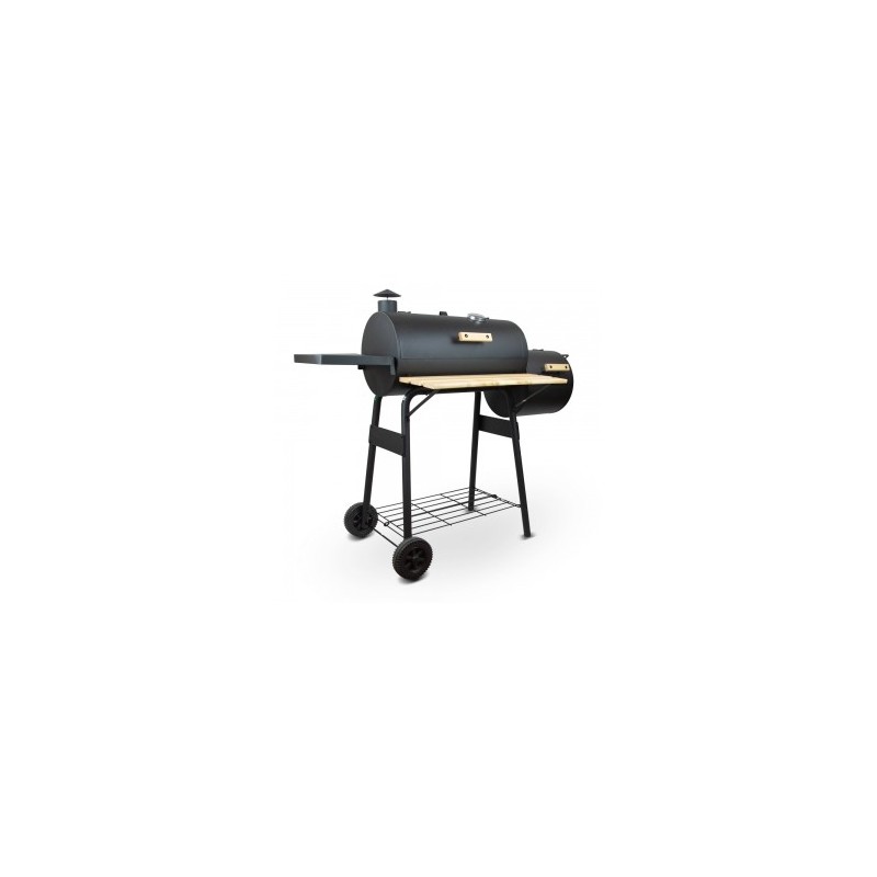 Barbecue charbon de bois, fumoir avec roues et thermométre, surface de cuisson 59x25.5cm