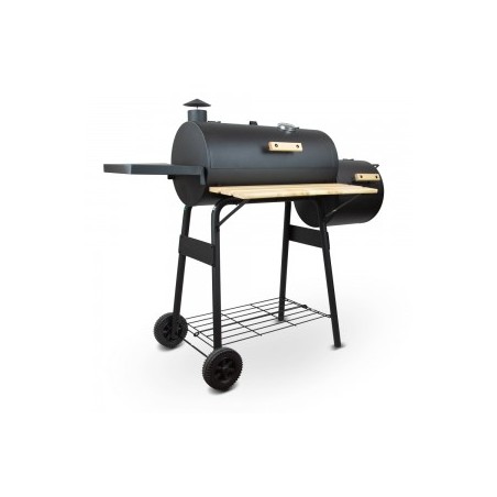 Barbecue charbon de bois, fumoir avec roues et thermométre, surface de cuisson 59x25.5cm