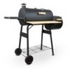 Barbecue charbon de bois, fumoir avec roues et thermométre, surface de cuisson 59x25.5cm