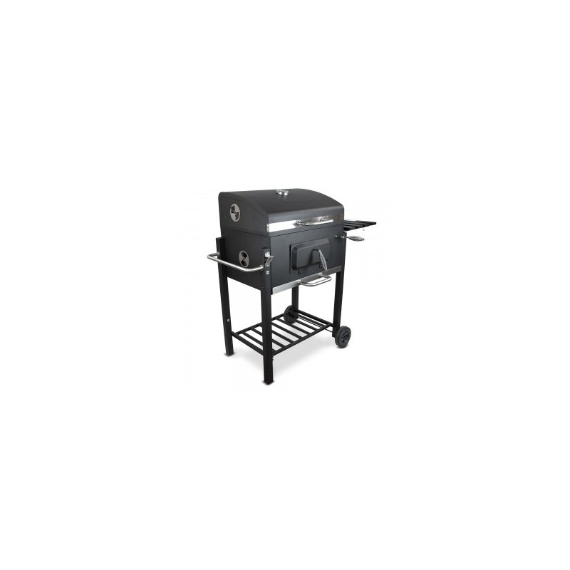 Barbecue charbon de bois avec roues et thermométre, surface de cuisson 55x41.6cm