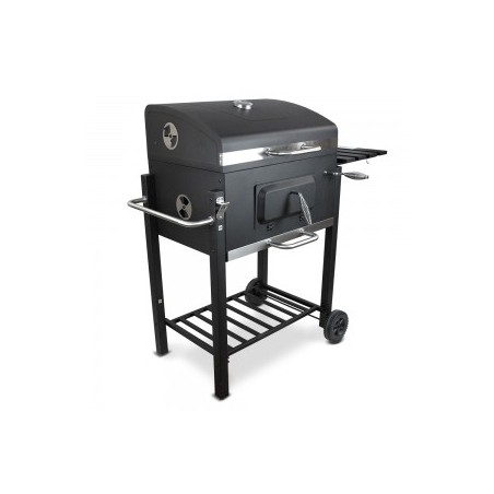 Barbecue charbon de bois avec roues et thermométre, surface de cuisson 55x41.6cm