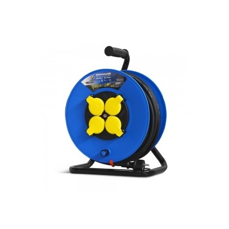 Enrouleur electrique 25m 4 prises IP44 - Cable h07en-3g1.5mmÂ²-25m - 3200W déroulé
