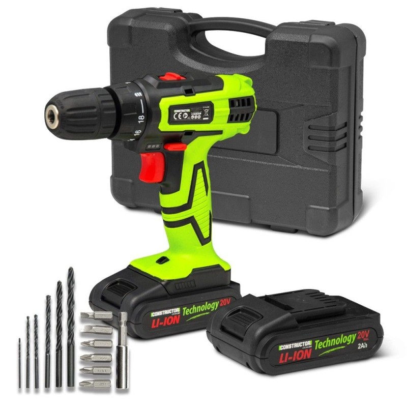 Perceuse visseuse 20V lithium-2 batteries - Chargeur rapide - Constructor CONSTRUCTOR - 1