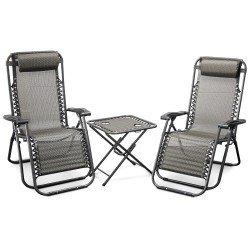 Lot de 2 chaises longues + table pliable